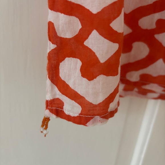 Roberta Roller Rabbit Orange White Printed Cotton Tunic Top Women's Size Medium - Picture 5 of 12